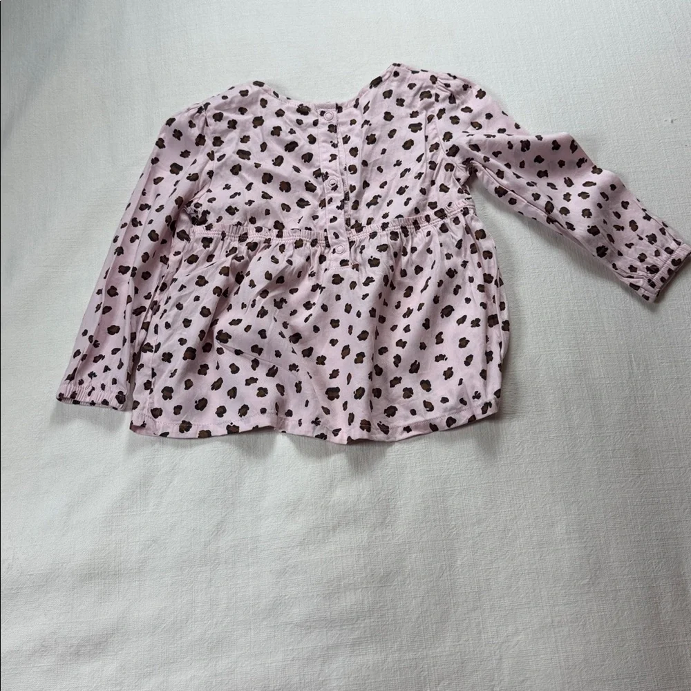 Carters Baby Girls Pink Leopard Print Long Sleeve Peplum Top 24M Animal Print